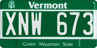 VT license plate XNW673