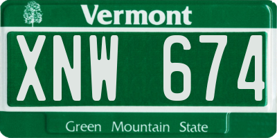 VT license plate XNW674