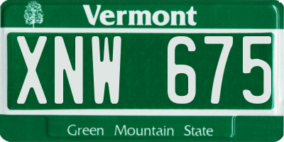 VT license plate XNW675