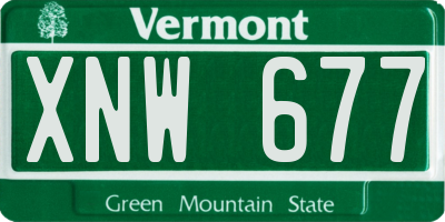VT license plate XNW677