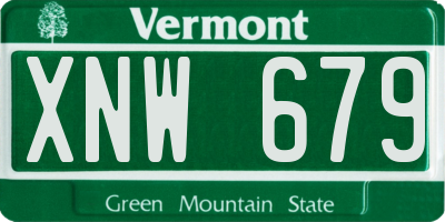 VT license plate XNW679