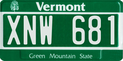 VT license plate XNW681
