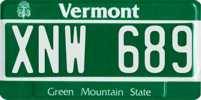 VT license plate XNW689