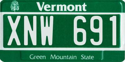 VT license plate XNW691