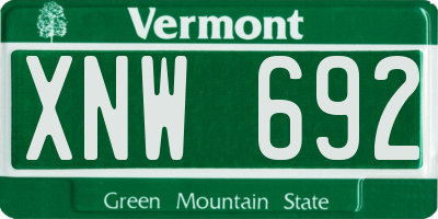 VT license plate XNW692