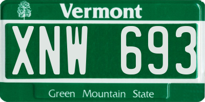 VT license plate XNW693