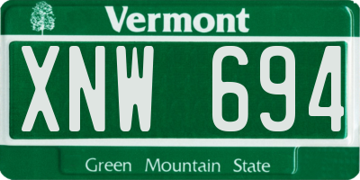 VT license plate XNW694