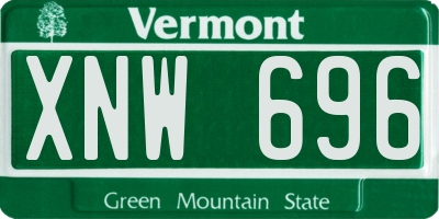 VT license plate XNW696