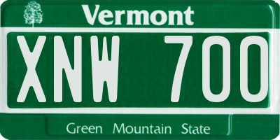 VT license plate XNW700