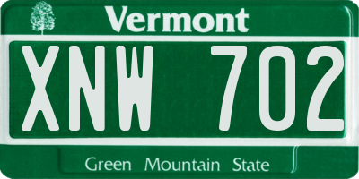 VT license plate XNW702