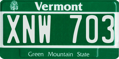 VT license plate XNW703