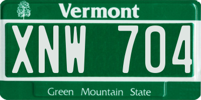 VT license plate XNW704