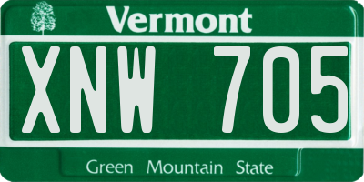 VT license plate XNW705