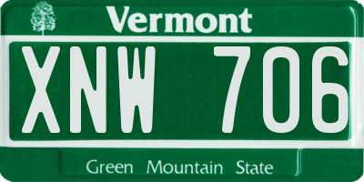 VT license plate XNW706