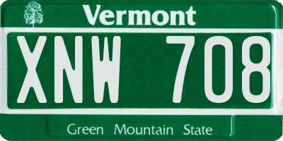 VT license plate XNW708