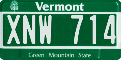 VT license plate XNW714