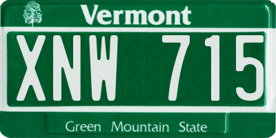 VT license plate XNW715