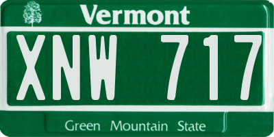 VT license plate XNW717
