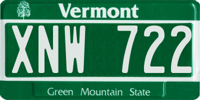 VT license plate XNW722