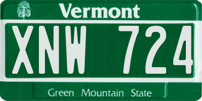 VT license plate XNW724