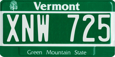 VT license plate XNW725