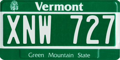 VT license plate XNW727