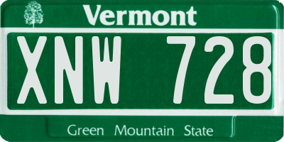 VT license plate XNW728