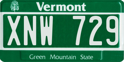 VT license plate XNW729