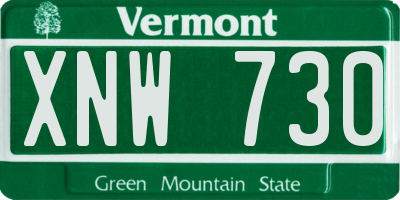 VT license plate XNW730