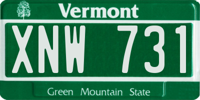 VT license plate XNW731