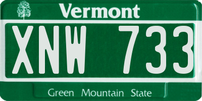 VT license plate XNW733