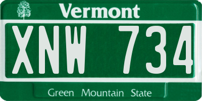 VT license plate XNW734