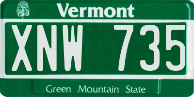 VT license plate XNW735
