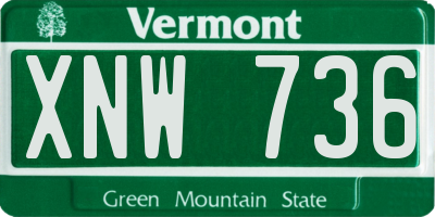 VT license plate XNW736