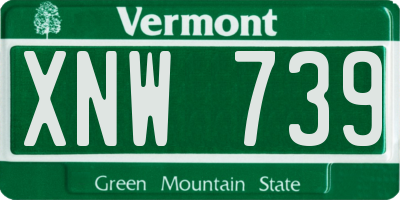 VT license plate XNW739
