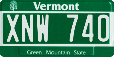 VT license plate XNW740