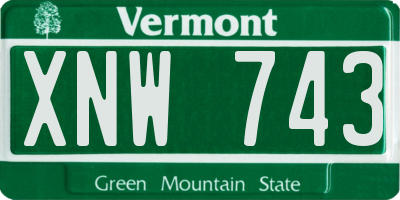 VT license plate XNW743