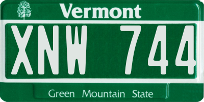 VT license plate XNW744
