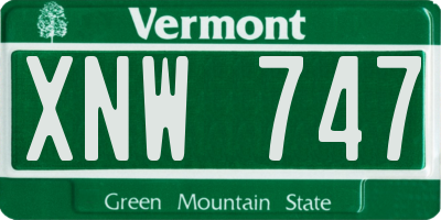 VT license plate XNW747