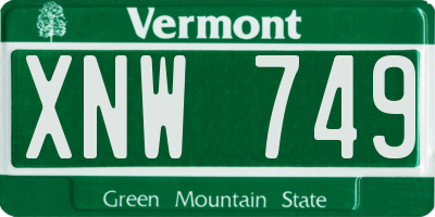 VT license plate XNW749