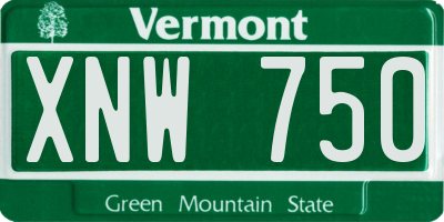 VT license plate XNW750