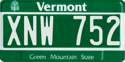 VT license plate XNW752
