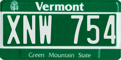 VT license plate XNW754