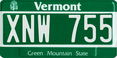 VT license plate XNW755