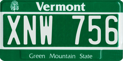 VT license plate XNW756
