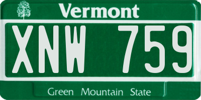 VT license plate XNW759