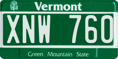 VT license plate XNW760
