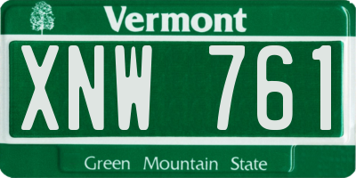 VT license plate XNW761