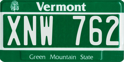 VT license plate XNW762