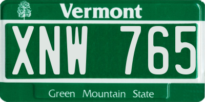 VT license plate XNW765